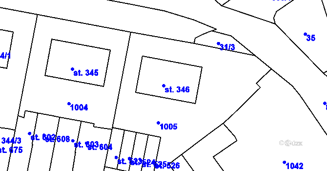 Parcela st. 346 v KÚ Kralice na Hané, Katastrální mapa