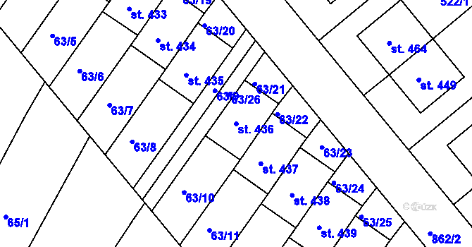 Parcela st. 436 v KÚ Kralice na Hané, Katastrální mapa