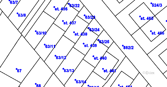 Parcela st. 439 v KÚ Kralice na Hané, Katastrální mapa