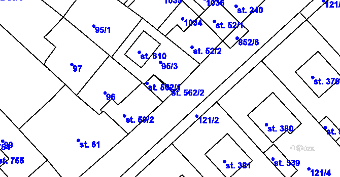 Parcela st. 562/2 v KÚ Kralice na Hané, Katastrální mapa