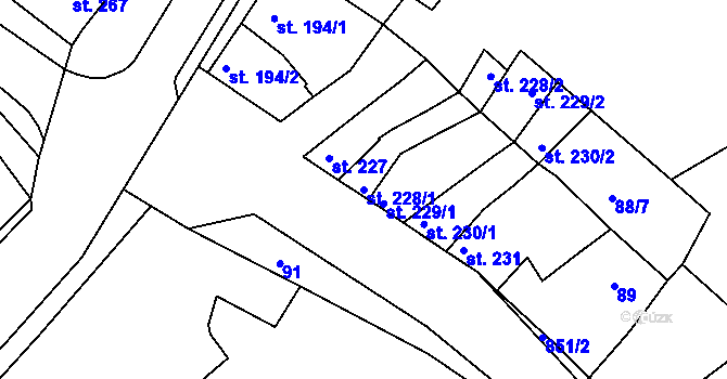 Parcela st. 228/1 v KÚ Kralice na Hané, Katastrální mapa