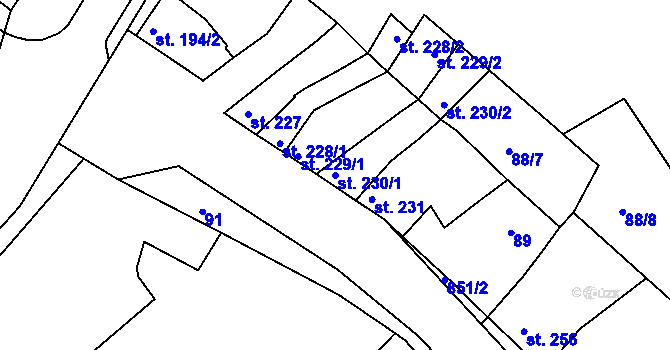 Parcela st. 230/1 v KÚ Kralice na Hané, Katastrální mapa