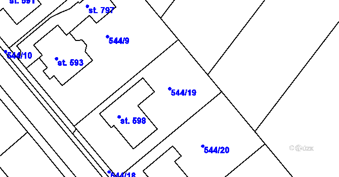 Parcela st. 544/19 v KÚ Kralice na Hané, Katastrální mapa