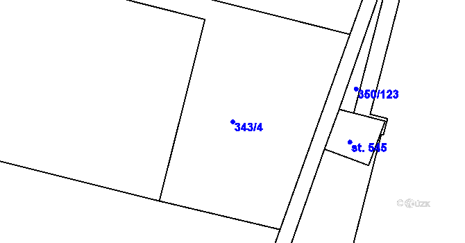 Parcela st. 343/4 v KÚ Kralice na Hané, Katastrální mapa