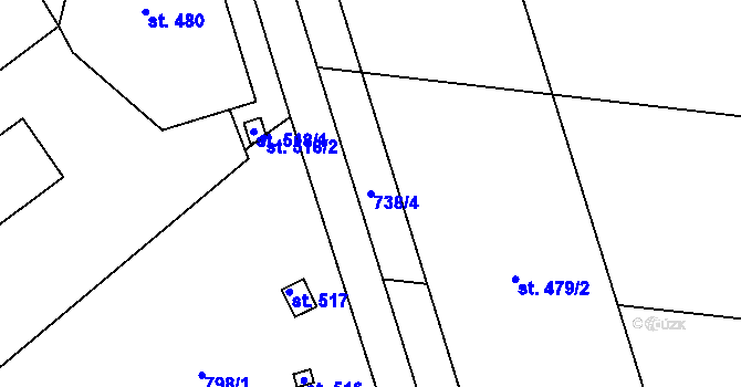 Parcela st. 738/4 v KÚ Kralice na Hané, Katastrální mapa
