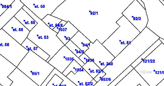 Parcela st. 94/1 v KÚ Kralice na Hané, Katastrální mapa