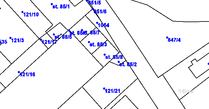 Parcela st. 85/8 v KÚ Kralice na Hané, Katastrální mapa