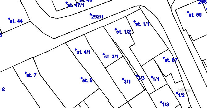 Parcela st. 3/1 v KÚ Vitonice na Hané, Katastrální mapa