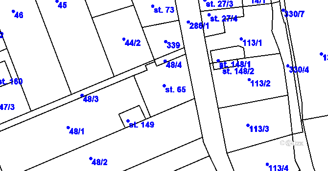 Parcela st. 65 v KÚ Vitonice na Hané, Katastrální mapa