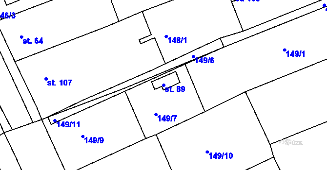 Parcela st. 89 v KÚ Vitonice na Hané, Katastrální mapa