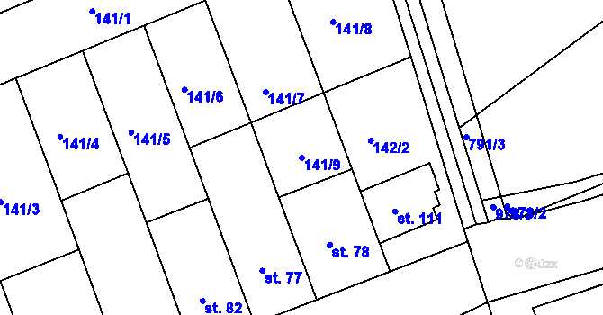 Parcela st. 141/9 v KÚ Vitonice na Hané, Katastrální mapa