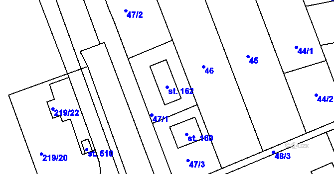 Parcela st. 162 v KÚ Vitonice na Hané, Katastrální mapa