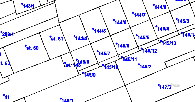 Parcela st. 145/7 v KÚ Vitonice na Hané, Katastrální mapa