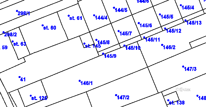 Parcela st. 145/9 v KÚ Vitonice na Hané, Katastrální mapa