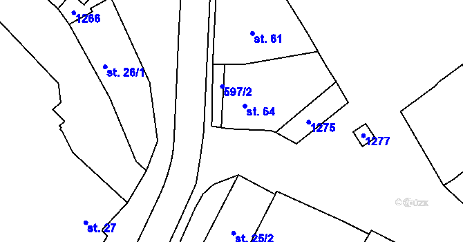 Parcela st. 64 v KÚ Horní Lhotice, Katastrální mapa