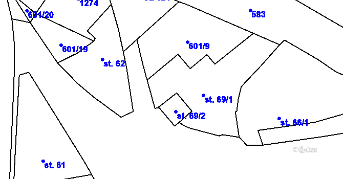Parcela st. 65 v KÚ Horní Lhotice, Katastrální mapa