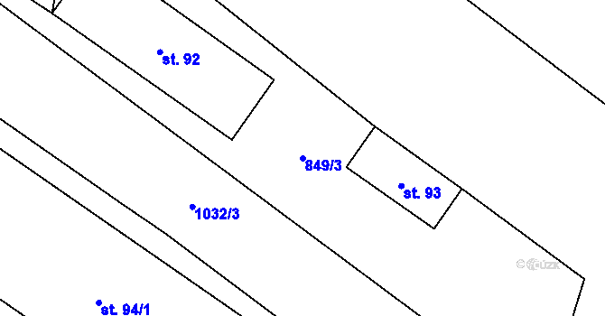 Parcela st. 849/3 v KÚ Horní Lhotice, Katastrální mapa