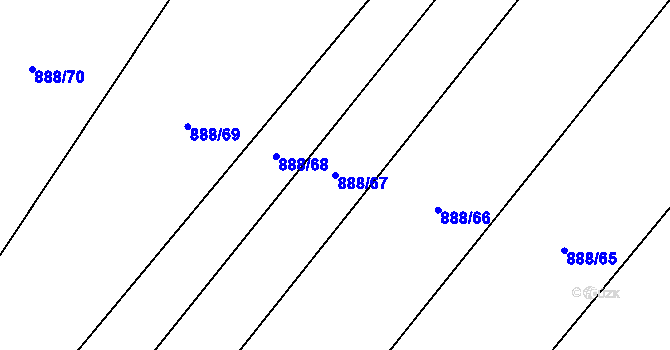 Parcela st. 888/67 v KÚ Horní Lhotice, Katastrální mapa