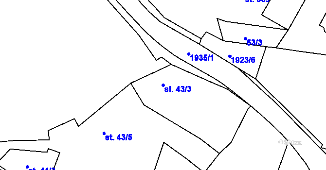Parcela st. 43/3 v KÚ Kralice nad Oslavou, Katastrální mapa