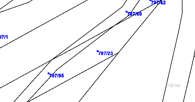 Parcela st. 797/23 v KÚ Kralice nad Oslavou, Katastrální mapa