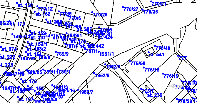 Parcela st. 1991/1 v KÚ Kralice nad Oslavou, Katastrální mapa