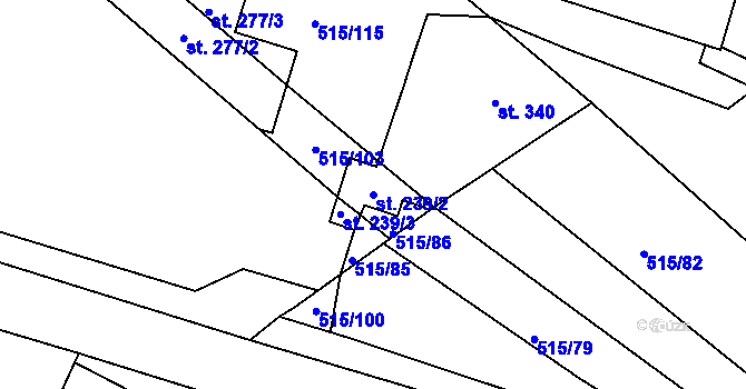 Parcela st. 239/2 v KÚ Kralice nad Oslavou, Katastrální mapa