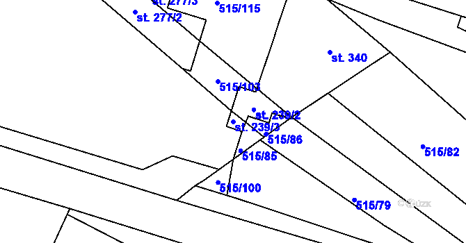 Parcela st. 239/3 v KÚ Kralice nad Oslavou, Katastrální mapa