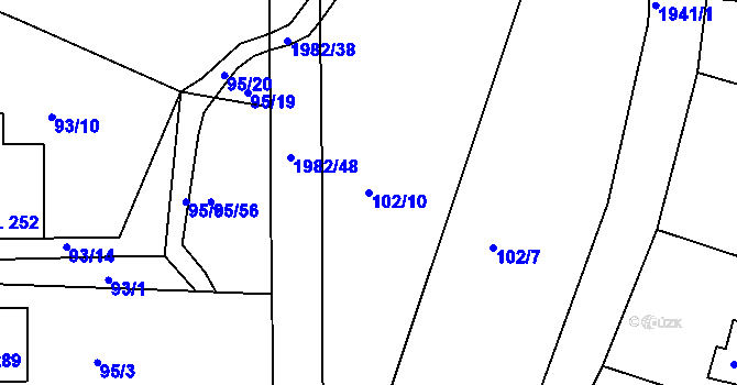 Parcela st. 102/10 v KÚ Kralice nad Oslavou, Katastrální mapa