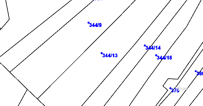 Parcela st. 344/13 v KÚ Kralice nad Oslavou, Katastrální mapa