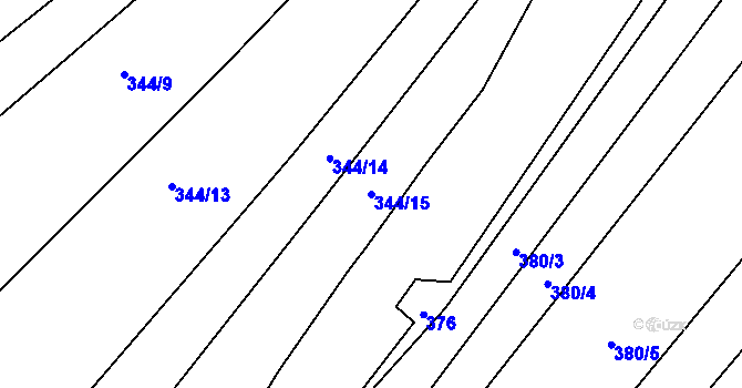 Parcela st. 344/15 v KÚ Kralice nad Oslavou, Katastrální mapa