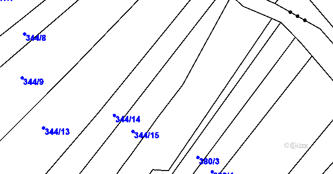 Parcela st. 347/16 v KÚ Kralice nad Oslavou, Katastrální mapa