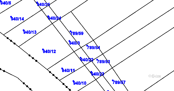 Parcela st. 789/54 v KÚ Kralice nad Oslavou, Katastrální mapa