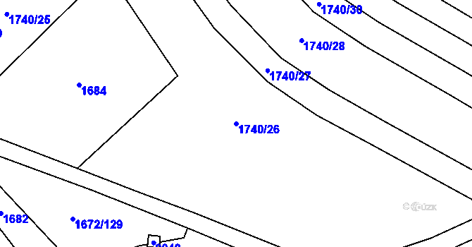 Parcela st. 1740/26 v KÚ Kralice nad Oslavou, Katastrální mapa