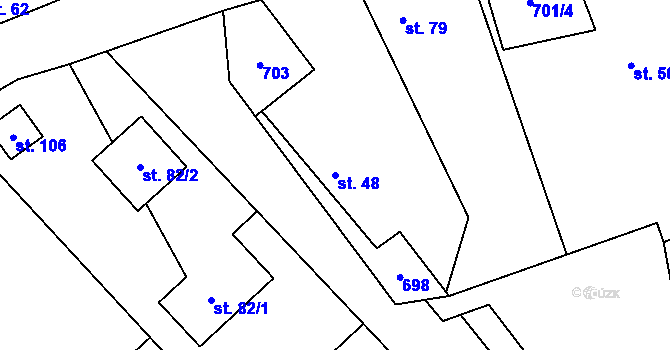Parcela st. 48 v KÚ Chmelovice, Katastrální mapa