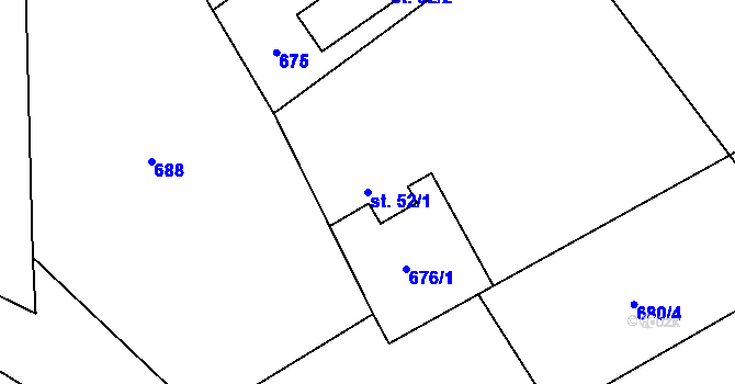 Parcela st. 52/1 v KÚ Chmelovice, Katastrální mapa
