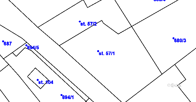 Parcela st. 57/1 v KÚ Chmelovice, Katastrální mapa