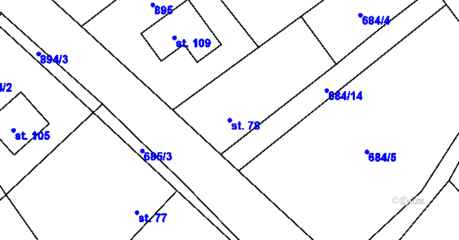Parcela st. 78 v KÚ Chmelovice, Katastrální mapa