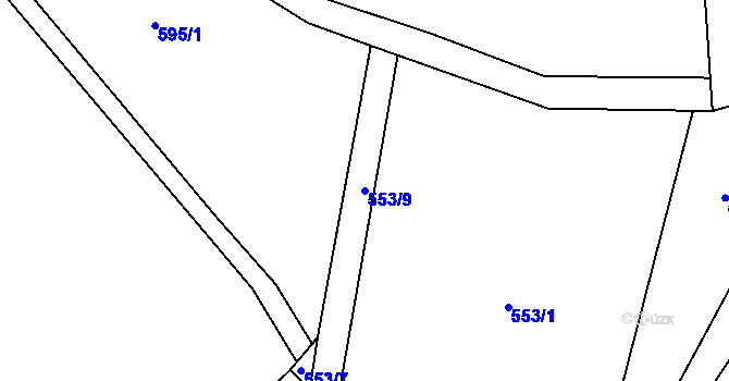 Parcela st. 553/9 v KÚ Chmelovice, Katastrální mapa