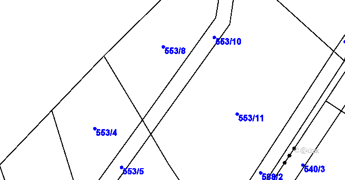Parcela st. 553/10 v KÚ Chmelovice, Katastrální mapa