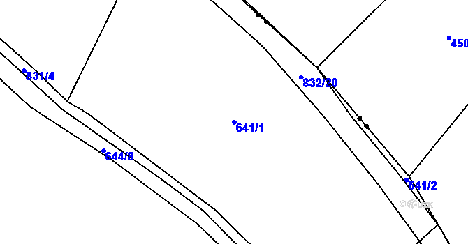 Parcela st. 641/1 v KÚ Chmelovice, Katastrální mapa