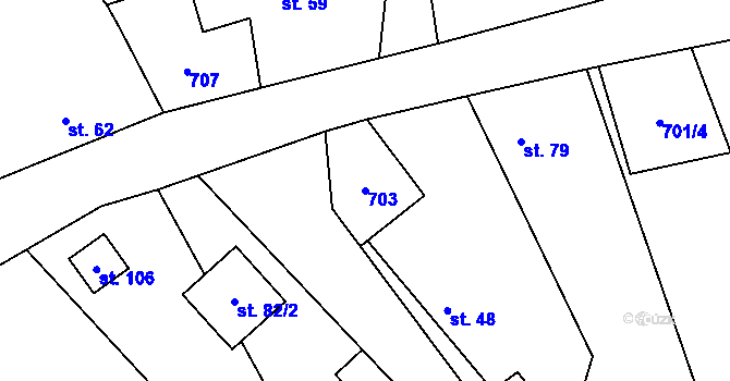 Parcela st. 703 v KÚ Chmelovice, Katastrální mapa