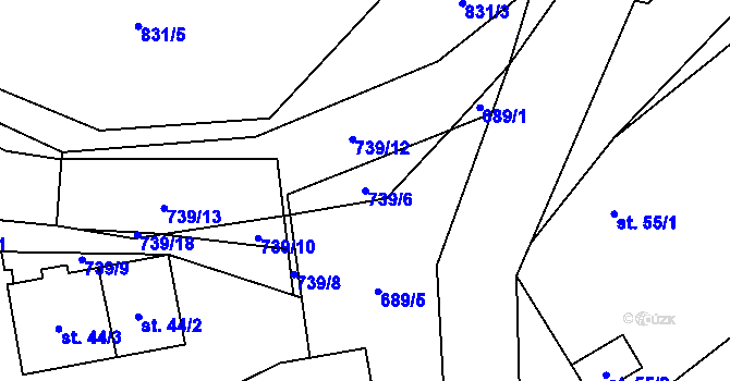 Parcela st. 739/6 v KÚ Chmelovice, Katastrální mapa