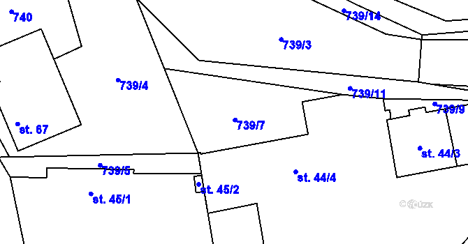 Parcela st. 739/7 v KÚ Chmelovice, Katastrální mapa