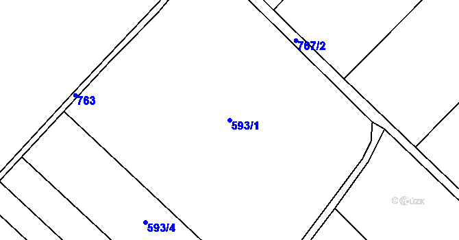 Parcela st. 593/1 v KÚ Chmelovice, Katastrální mapa