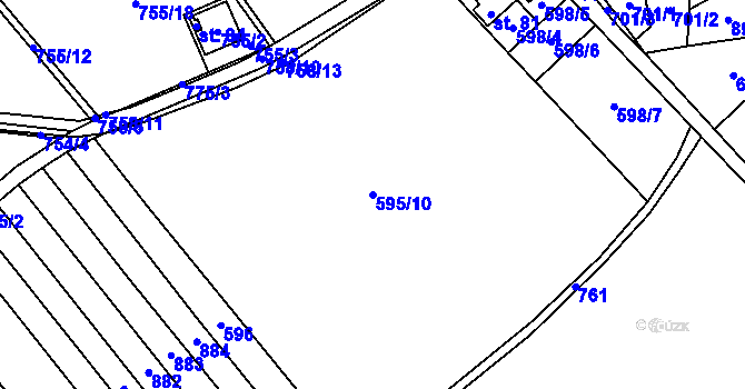 Parcela st. 595/10 v KÚ Chmelovice, Katastrální mapa
