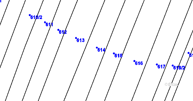 Parcela st. 614 v KÚ Chmelovice, Katastrální mapa