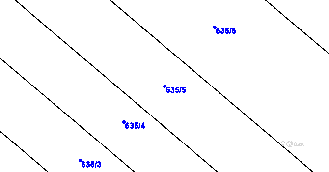 Parcela st. 635/5 v KÚ Chmelovice, Katastrální mapa