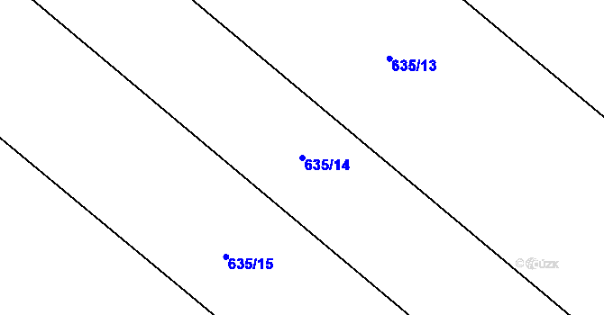 Parcela st. 635/14 v KÚ Chmelovice, Katastrální mapa