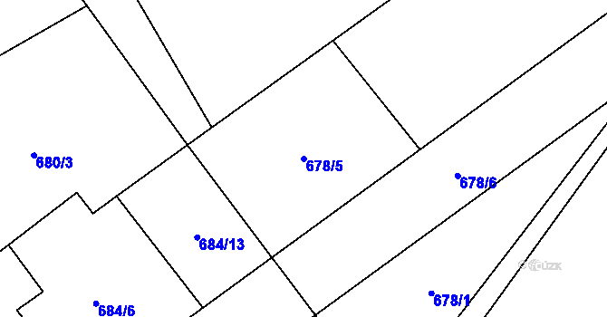 Parcela st. 678/5 v KÚ Chmelovice, Katastrální mapa
