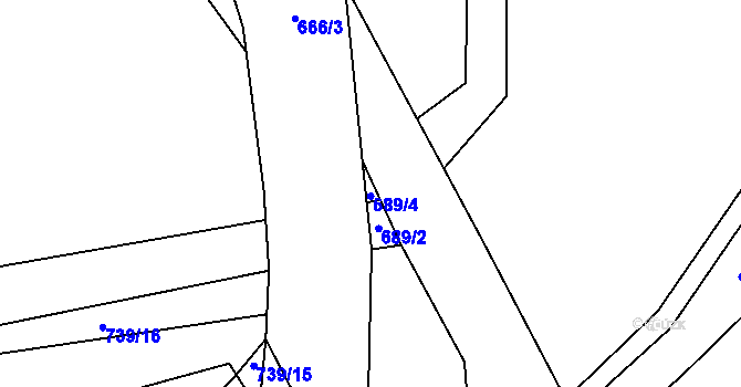 Parcela st. 689/4 v KÚ Chmelovice, Katastrální mapa